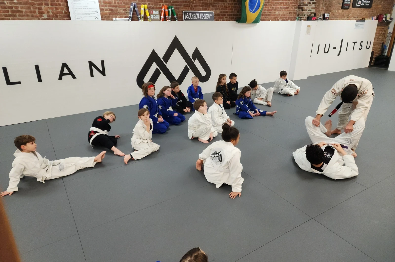 Kids martial arts class at Ascended BJJ and Boxing